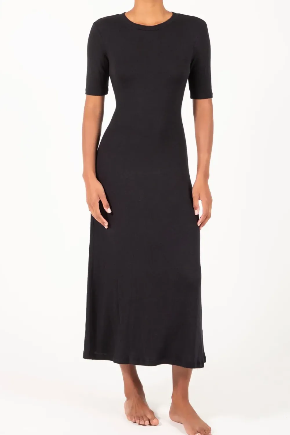 Online Anemos Short Sleeve Midi Dress - Black Dresses