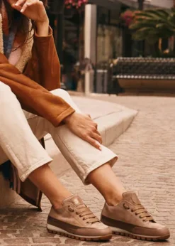Hot Candice Cooper Janis Low Sneaker Strip Taupe Gold Metallic Shoes