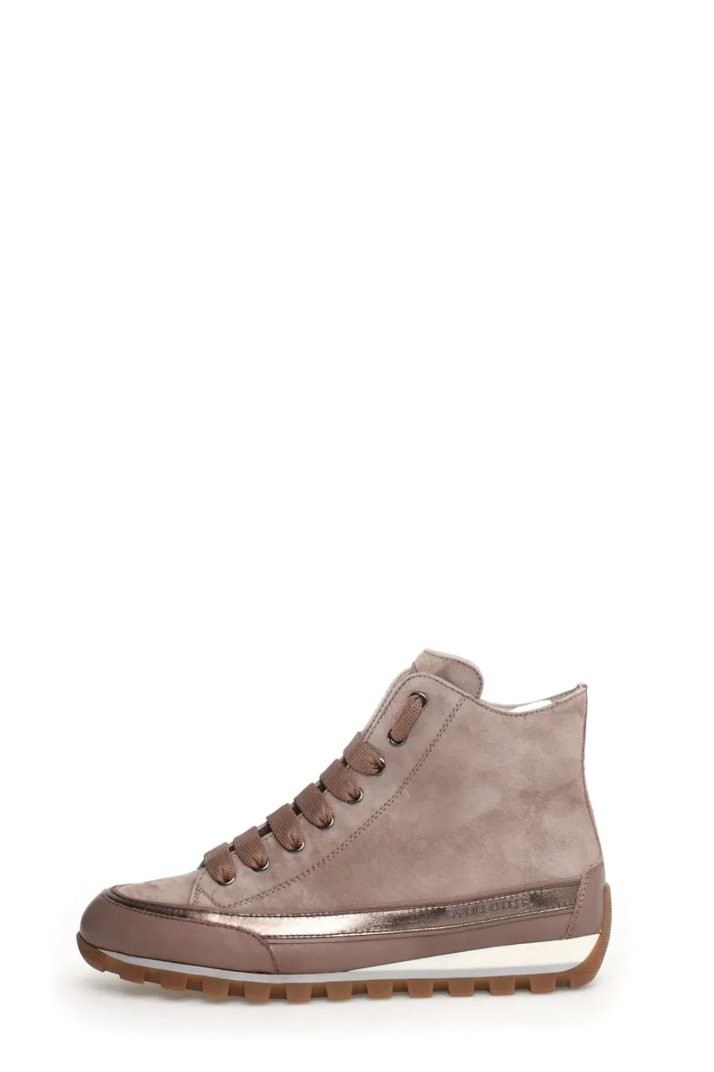New Candice Cooper Janis Strip I Leather + Velour High Top Sneakers | Taupe Shoes