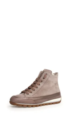 New Candice Cooper Janis Strip I Leather + Velour High Top Sneakers | Taupe Shoes