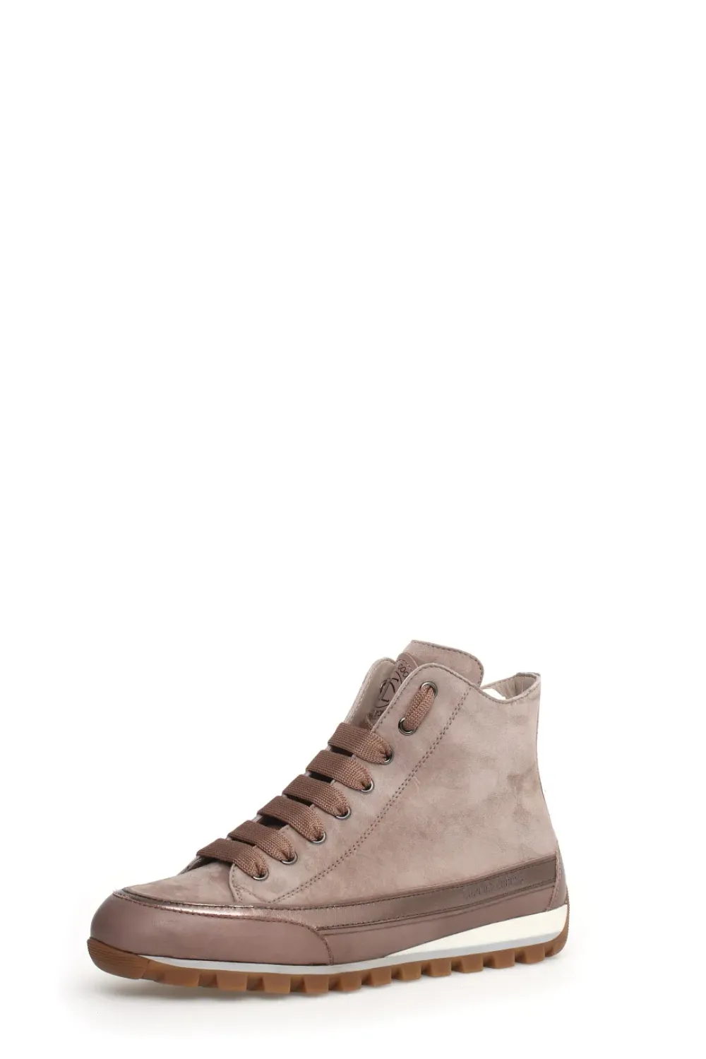 New Candice Cooper Janis Strip I Leather + Velour High Top Sneakers | Taupe Shoes