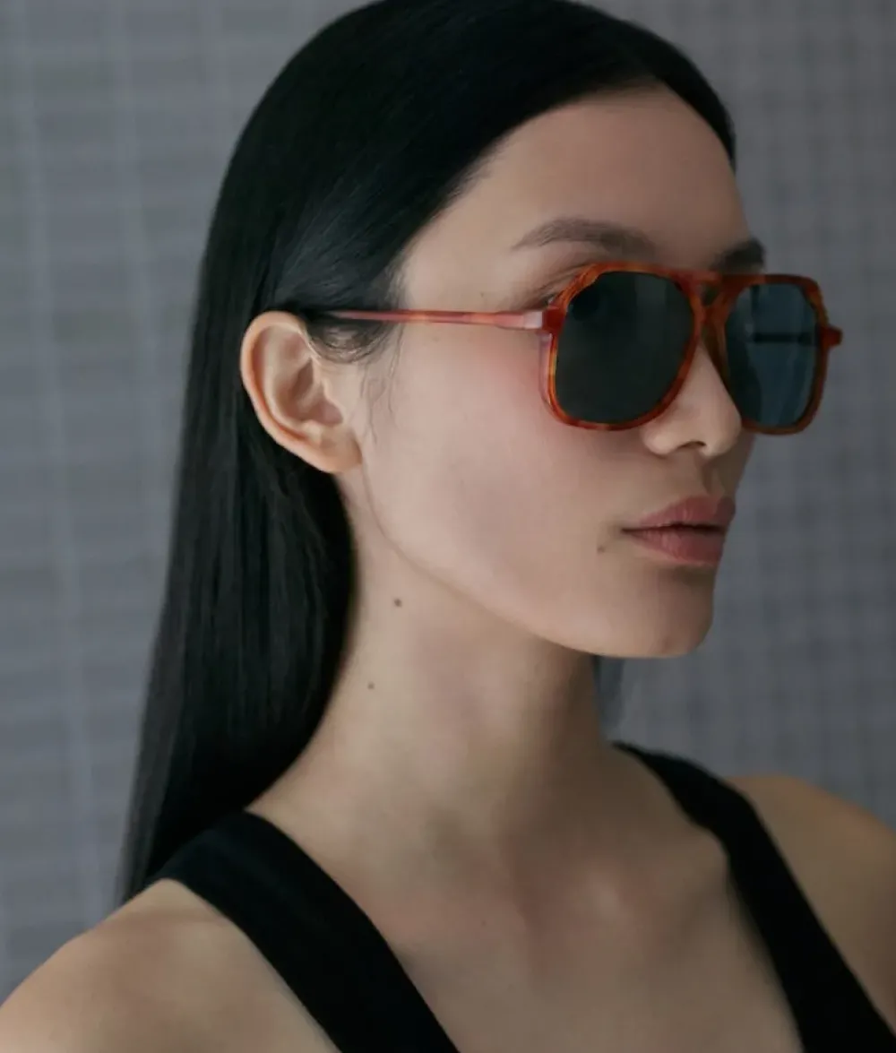 New Carla Colour VITO LAPIS OAK / oversized, light tort aviator sunglasses Accessories