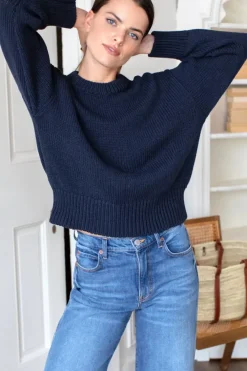 Hot Cozy Organic Cotton Sweater Navy Organic Tops