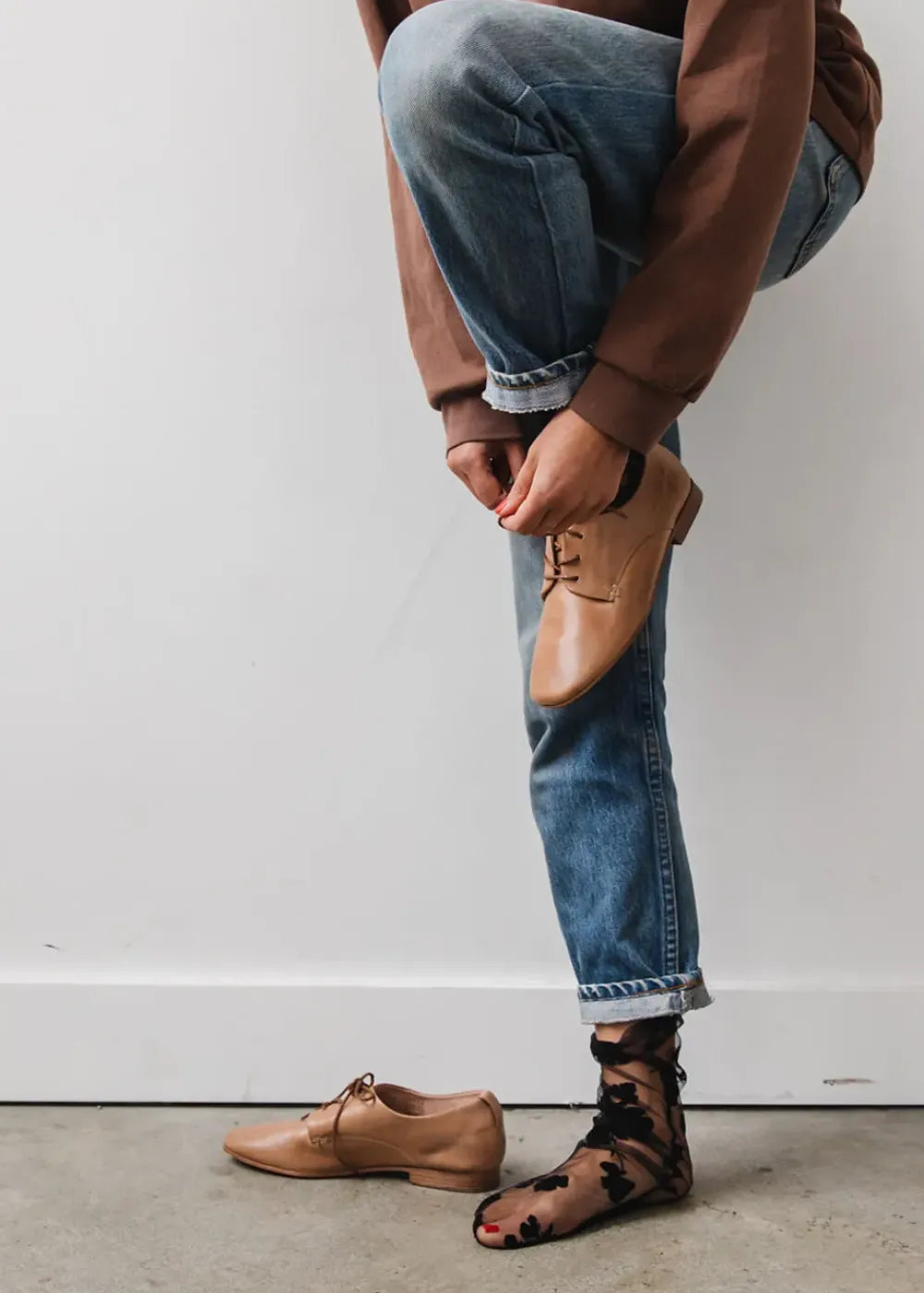 Either Or Cognac Brown Oxford Shoes Shoes