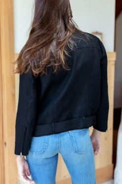 Best Emerson Fry Irving Moto Jacket - Black Linen Outerwear