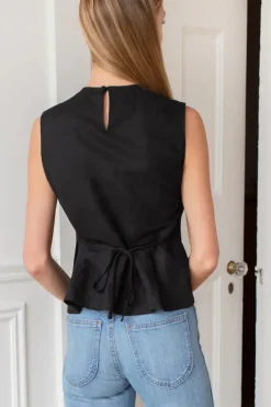 Online Emerson Fry Plait Long Top in Black Tops