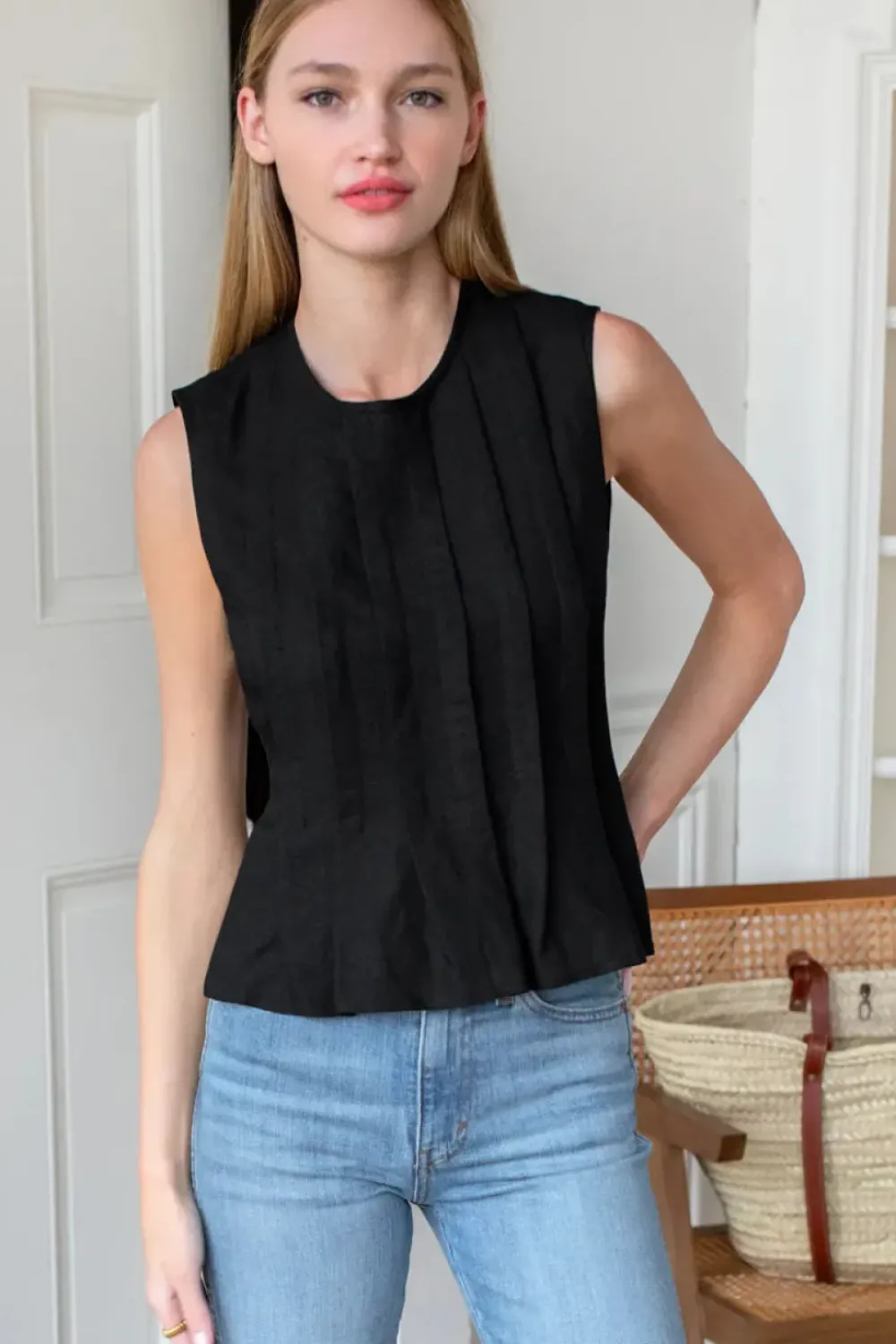 Online Emerson Fry Plait Long Top in Black Tops