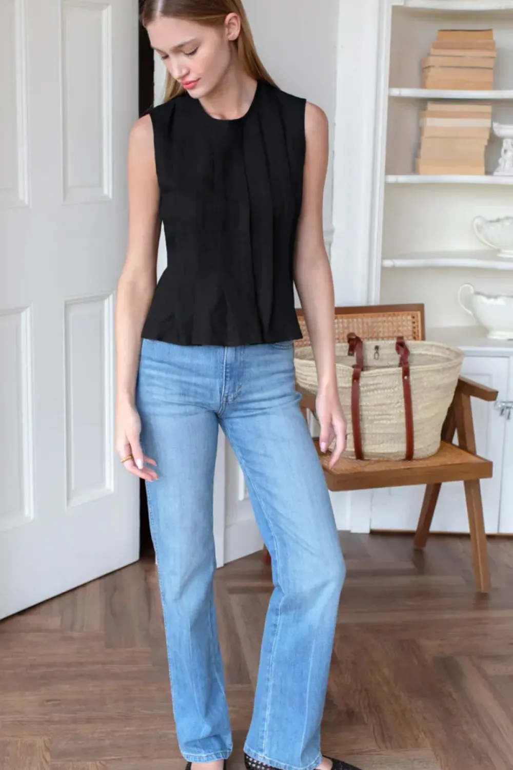 Online Emerson Fry Plait Long Top in Black Tops
