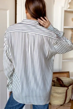 New Emerson Fry Ryan Shirt in Ivory Stripe Silk Tops