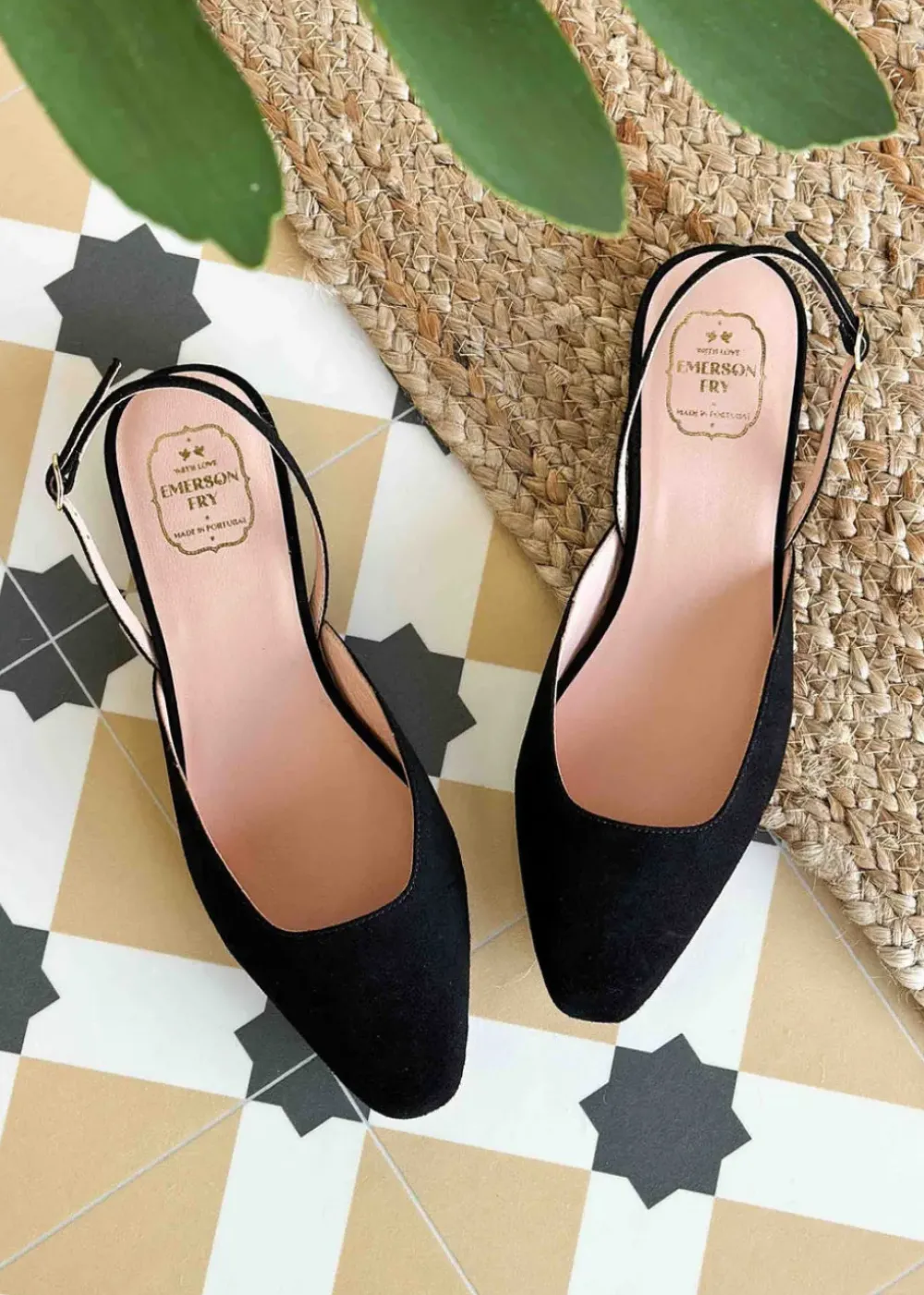 Sale Emerson Fry Slingback Flat - Black Suede Shoes