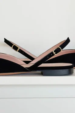 Sale Emerson Fry Slingback Flat - Black Suede Shoes