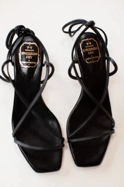 Emerson Fry Tie Up Heels in Black Leather Shoes