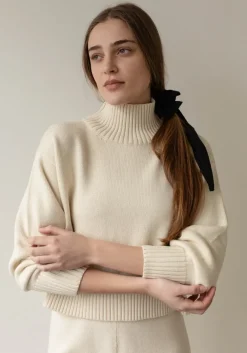 New First Rite Cotton Crop Knit Ivory Tops