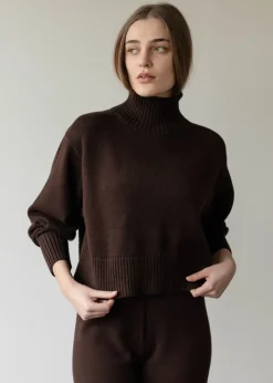 Online First Rite Cotton Crop Knit Walnut Tops
