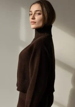 Online First Rite Cotton Crop Knit Walnut Tops