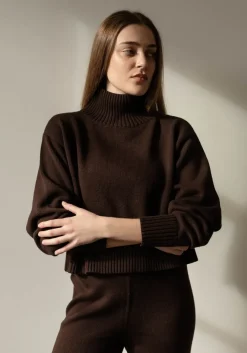 Online First Rite Cotton Crop Knit Walnut Tops
