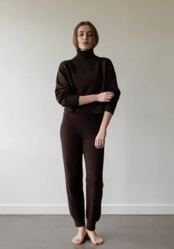 Online First Rite Cotton Crop Knit Walnut Tops