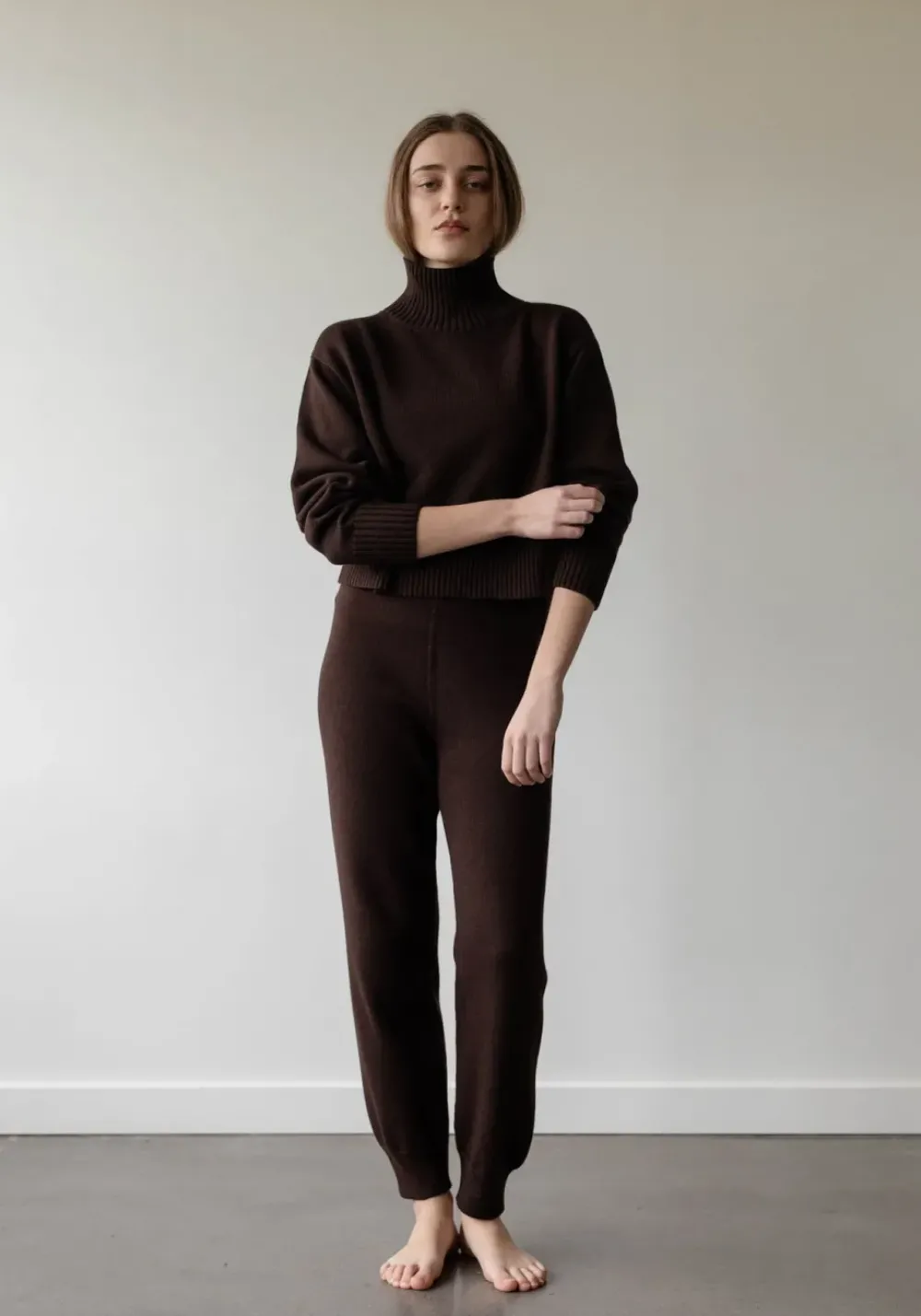 Online First Rite Cotton Crop Knit Walnut Tops
