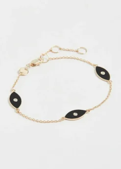 Jennifer Zeuner Nazar Romy Bracelet in Gold/ Black Enamel Handmade Jewelry