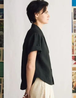 Sale Naomi Nomi Studio Shirt in Black Linen Tops
