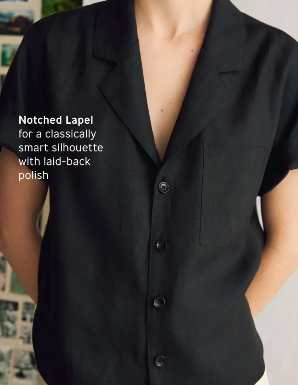 Sale Naomi Nomi Studio Shirt in Black Linen Tops