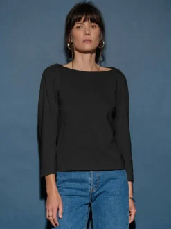 Discount Nation LTD Amelie Envelope Neck Top in Jet Black Tops