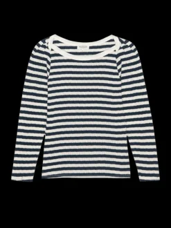 Outlet Nation LTD Amelie Envelope Neck Top in Pointelle Stripe Tops