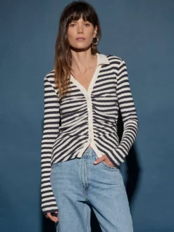 Nation LTD Ami Henley Pointelle Stripe Tops