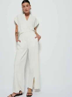 Nation LTD Lincoln Front Slit Knit Pant in Porcelain Bottoms