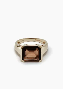 Best Otiumberg Smokey Quartz Domino Ring in 9kt Solid Gold Handmade Jewelry