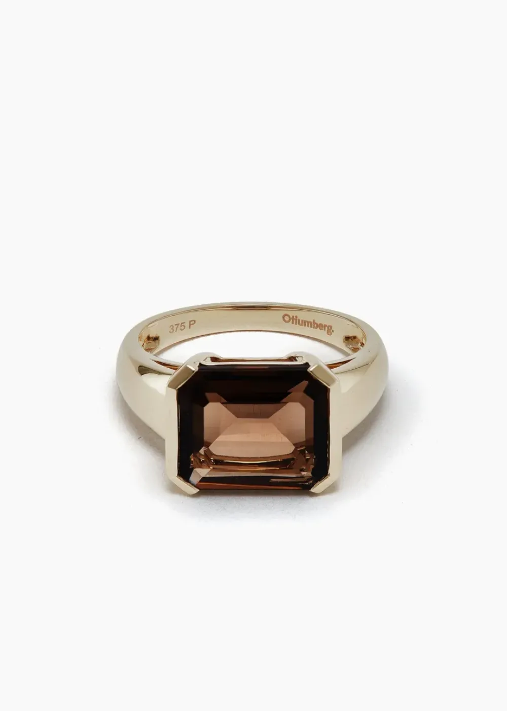 Best Otiumberg Smokey Quartz Domino Ring in 9kt Solid Gold Handmade Jewelry