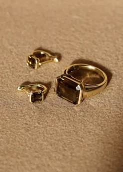 Best Otiumberg Smokey Quartz Domino Ring in 9kt Solid Gold Handmade Jewelry