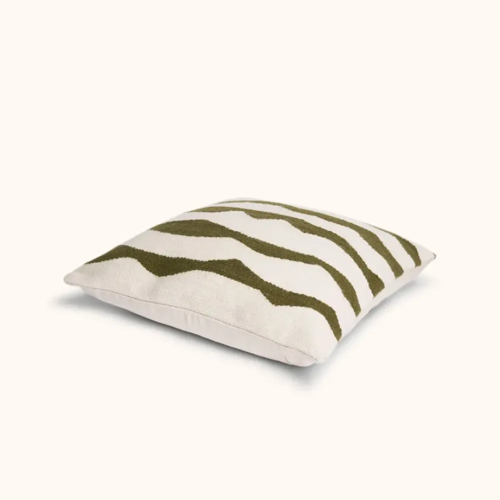 Outlet Paso Throw Pillow in Natural/Moss Handmade Beauty | Wellness