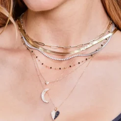 Outlet Rachel Reid Black Enamel Chain Necklace Handmade Jewelry