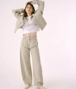 Sayaka Davis Cropped Jacket in Light Taupe Tops|Outerwear