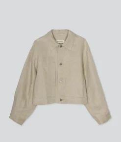 Sayaka Davis Cropped Jacket in Light Taupe Tops|Outerwear