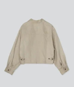 Sayaka Davis Cropped Jacket in Light Taupe Tops|Outerwear