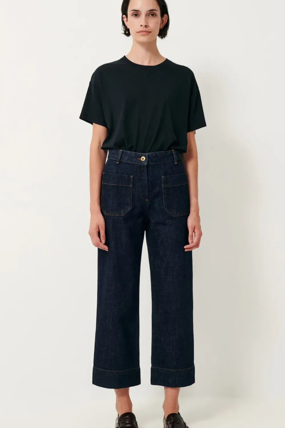 Sale Seakey Crop Denim in Dark Rince Bottoms