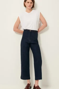 Sale Sessun Cookie High Rise Wide Leg Denim in Dark Indigo Bottoms