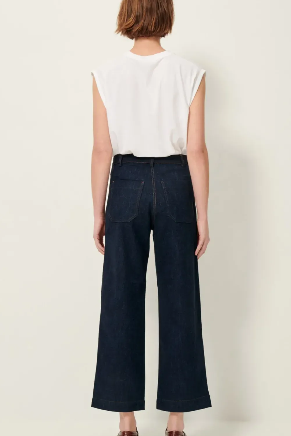 Sale Sessun Cookie High Rise Wide Leg Denim in Dark Indigo Bottoms