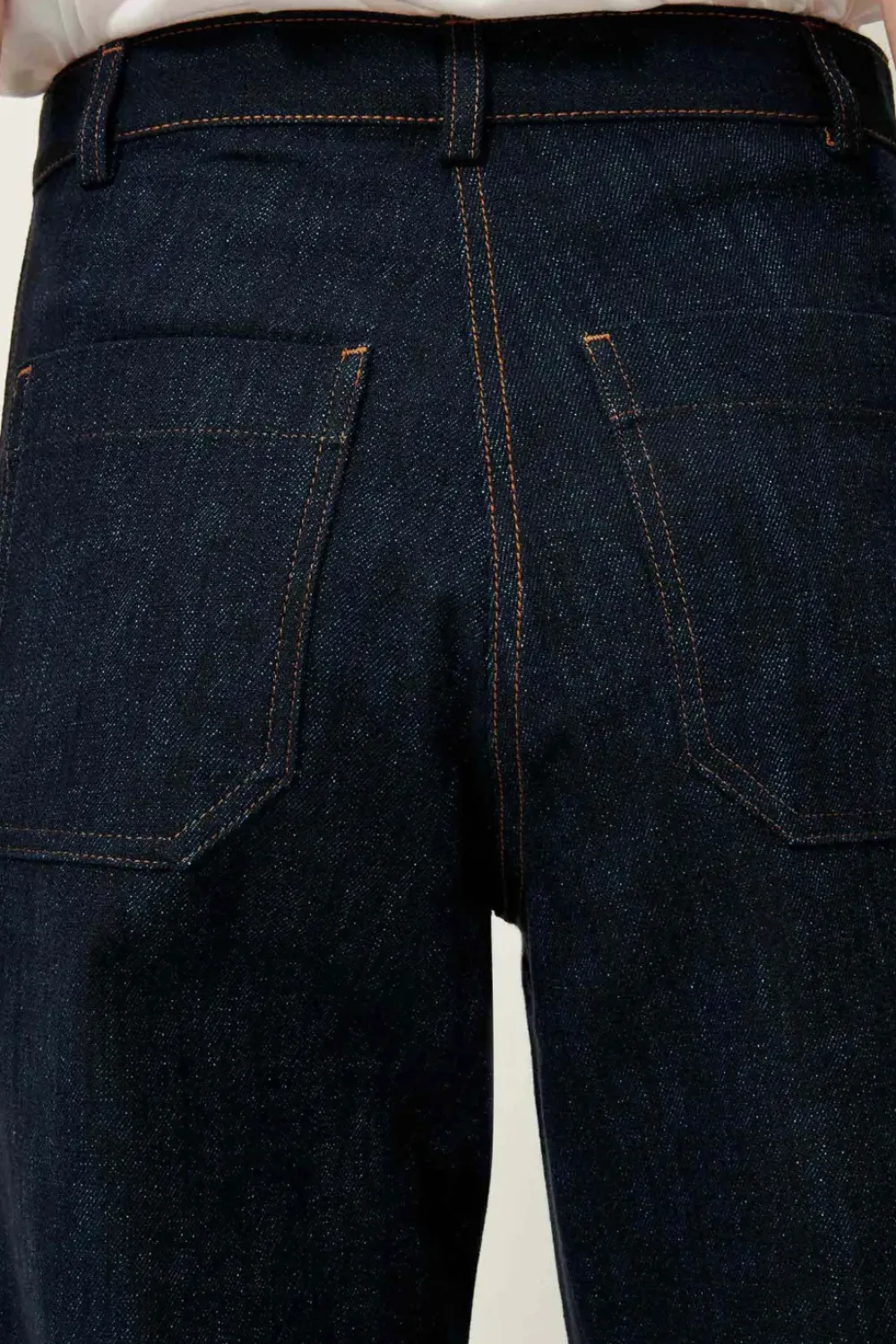 Sale Sessun Cookie High Rise Wide Leg Denim in Dark Indigo Bottoms