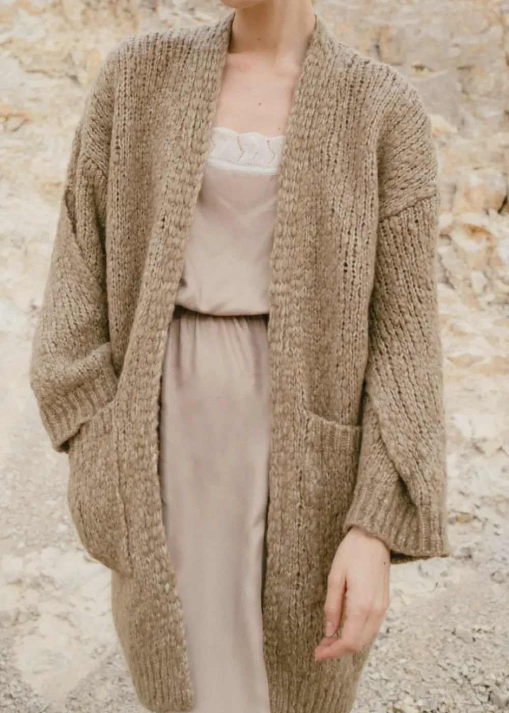 Clearance Sita Murt Heathered Taupe Cardigan Tops