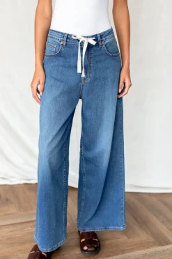 New Super Wide Leg - Medium Light Wash Bottoms