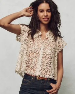 Outlet The Great Lattice Top in Cream Tops