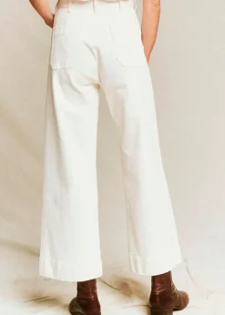 Discount The Great Seafair Wide Leg Jeans Denim in Stone + Black Bottoms