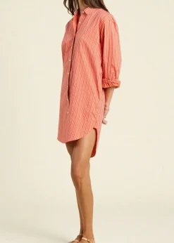 Sale Trovata Callie Shirtdress in Terracotta Stripe Dresses