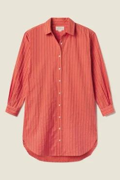 Sale Trovata Callie Shirtdress in Terracotta Stripe Dresses