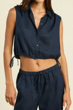 Discount Trovata Ivy Shirt in Navy Tops