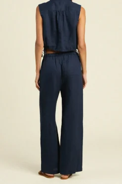 Online Trovata Vera Pants in Navy Linen Bottoms
