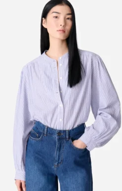 Outlet Vanessa Bruno Chouchou Blouse Blue Stripe Tops